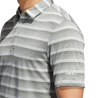 adidas 2 Colour Stripe Mens Golf Polo Shirt - Silver/Green - thumbnail image 4