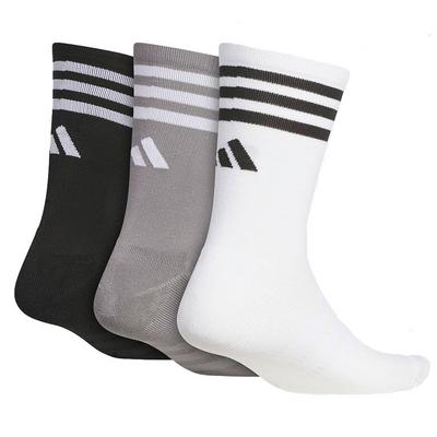 adidas Crew Golf Socks 3 Pair Pack - White/Grey/Black - thumbnail image 2