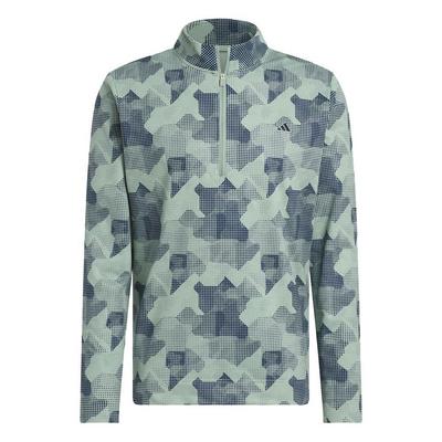 adidas Go-To Print Mens 1/4 Zip Top - Silver/Green - thumbnail image 1
