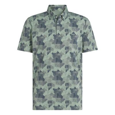 adidas Go-To Print Mens Polo Shirt -  Silver Green/Collegiate Navy
