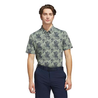 adidas Go-To Print Mens Polo Shirt -  Silver Green/Collegiate Navy - thumbnail image 2