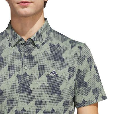 adidas Go-To Print Mens Polo Shirt -  Silver Green/Collegiate Navy - thumbnail image 4
