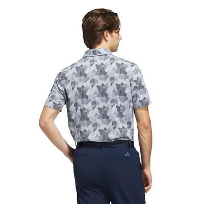 adidas Go-To Print Mens Polo Shirt -  Wonder Blue/Collegiate Navy - thumbnail image 3