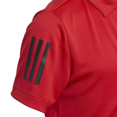 adidas Junior 3 Stripe Golf Polo - Collegiate Red - thumbnail image 5