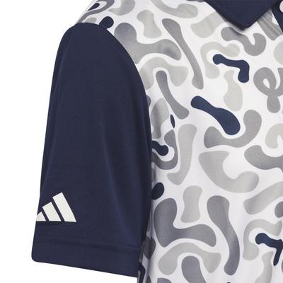 adidas Junior Print Golf Polo - Collegiate Navy - thumbnail image 3