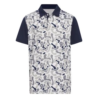 adidas Junior Print Golf Polo - Collegiate Navy