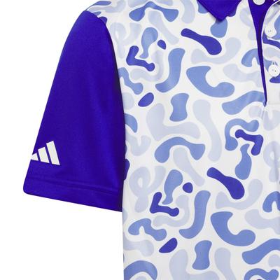 adidas Junior Print Golf Polo - Lucid Blue - thumbnail image 3