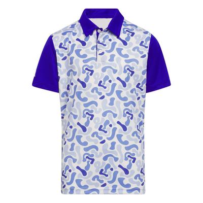 adidas Junior Print Golf Polo - Lucid Blue - thumbnail image 1