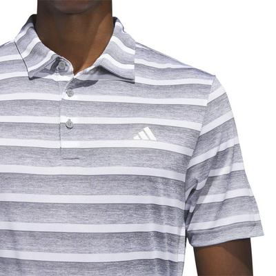 adidas 2 Colour Stripe Golf Polo - Grey Three - thumbnail image 4