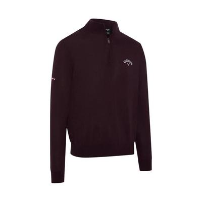 Callaway 1/4 Zip Merino Wool Tour Logo Golf Sweater - Dark Italian Plum