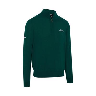 Callaway 1/4 Zip Merino Wool Tour Logo Golf Sweater - Dark Blue Coral