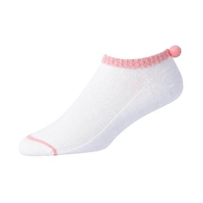 FootJoy Ladies ProDry Pom Pom Golf Socks - White/Pink