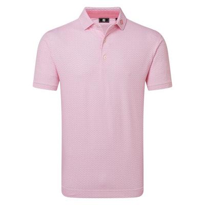 Footjoy Scallop Geo Print Pique Golf Polo Shirt - Pink Pop