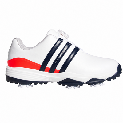 adidas Tour360 BOA Junior Golf Shoes - White/Navy/Lucid Red - thumbnail image 1