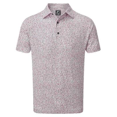 FootJoy Granite Print Lisle Golf Shirt - White/Red - thumbnail image 1