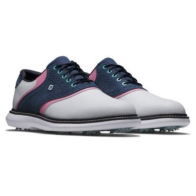 FootJoy Traditions Golf Shoe - White/Navy/Pink - thumbnail image 4