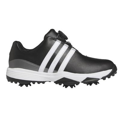 adidas Tour360 24 BOA Junior Golf Shoes - Black/White/Iron - thumbnail image 1