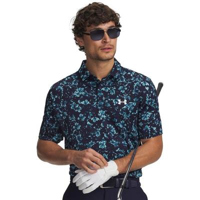 Under Armour UA Matchplay Printed Golf Polo Shirt - Midnight Navy/Blue Haze