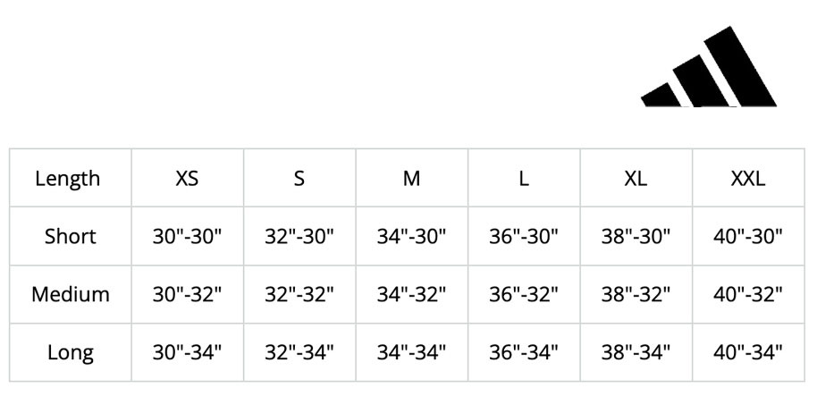 Size Chart for adidas Ultimate 365 Tapered Golf Trousers - Grey Five